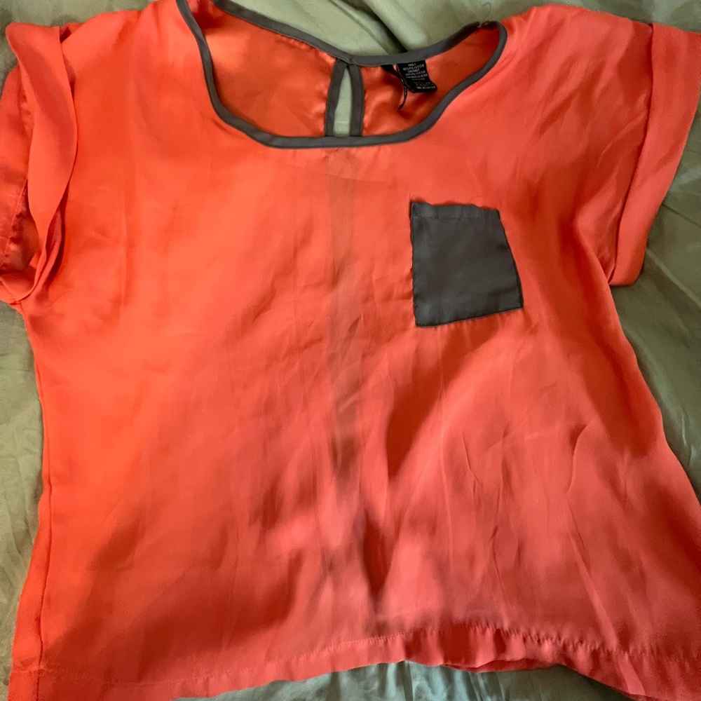 Womens Fire Los Angeles short sleeve orange top size small